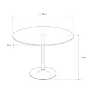 Mesa redonda de cristal RUNA con pata metálica