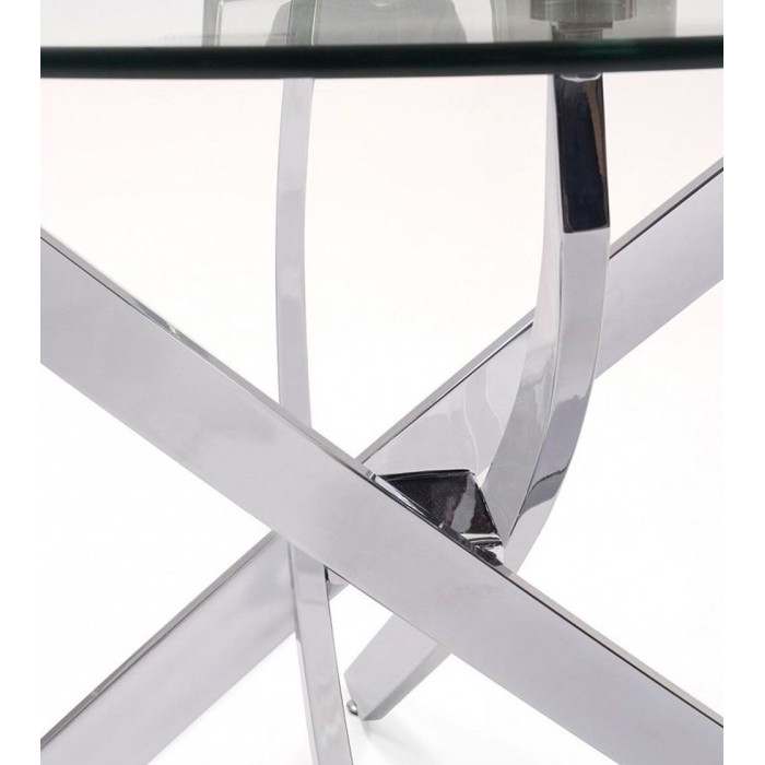 Mesa comedor redonda de cristal DAN patas cruzadas