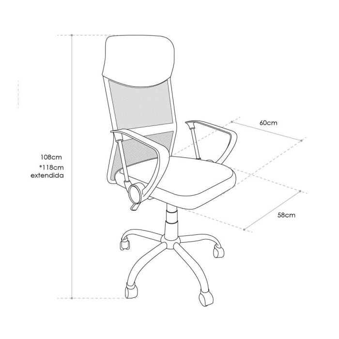 Silla de escritorio Jasper, ergonómica y tapizada