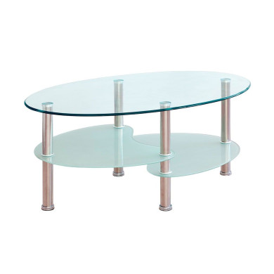 Mesa centro cristal DENISE, ovalada con revistero Mesa centro cristal DENISE, ovalada con revistero