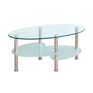 Mesa centro cristal DENISE, ovalada con revistero