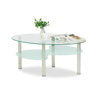 Mesa centro cristal DENISE, ovalada con revistero