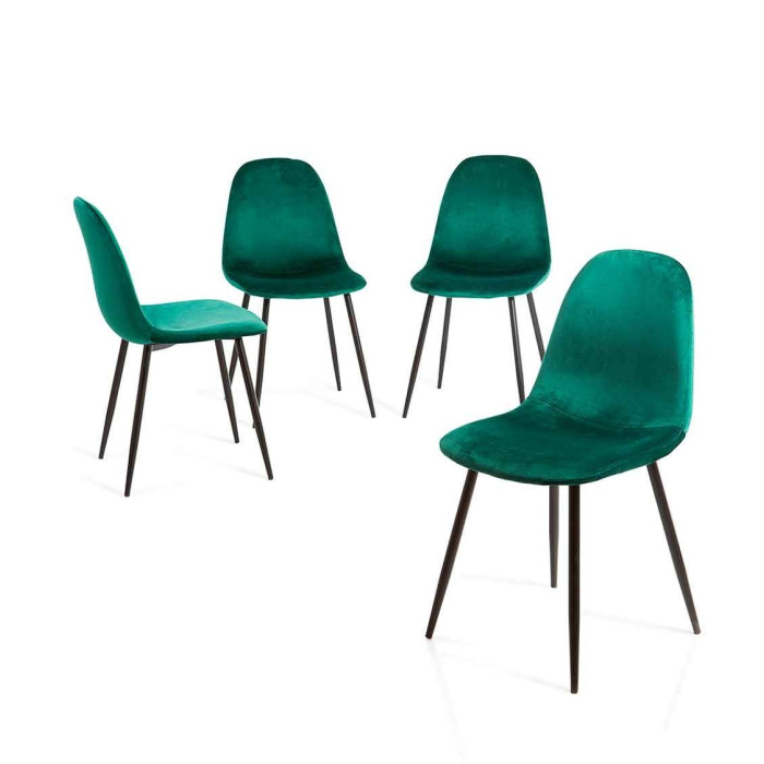 Sillas de comedor de terciopelo SWEDEN - Pack 4 Uds.