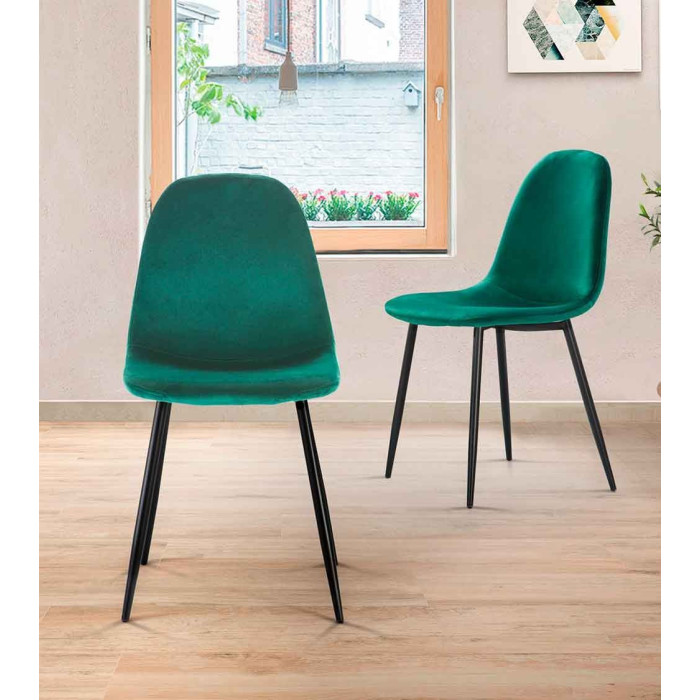 Sillas de comedor de terciopelo SWEDEN - Pack 4 Uds.