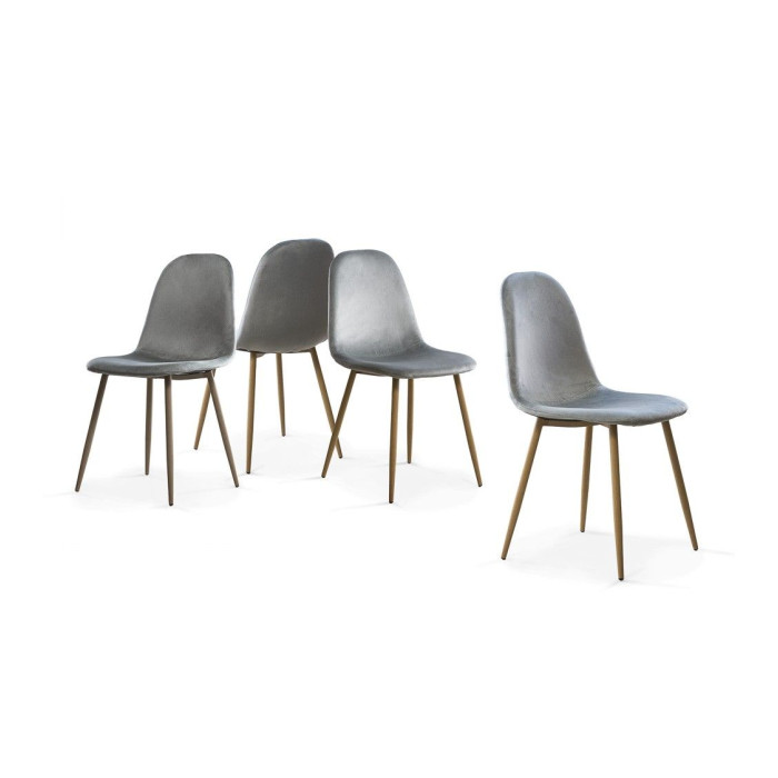 Sillas de comedor de terciopelo SWEDEN - Pack 4 Uds.
