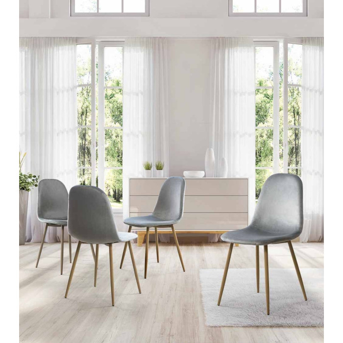 Sillas de comedor de terciopelo SWEDEN - Pack 4 Uds.