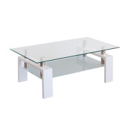 Mesa de centro Kendra - Mesa de centro de cristal y madera