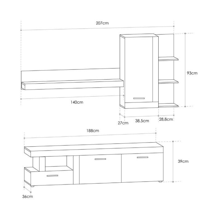 Mueble salón modular JELANI, elegante y moderno
