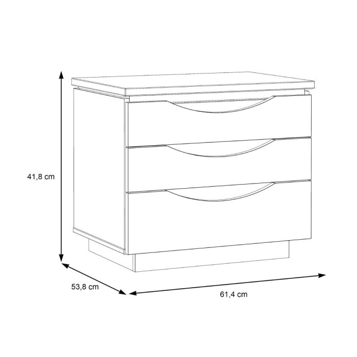 Mesita de noche 3 cajones con luces led SATURN