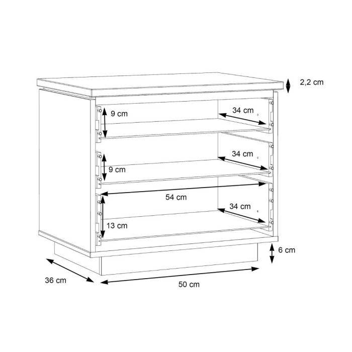 Mesita de noche 3 cajones con luces led SATURN