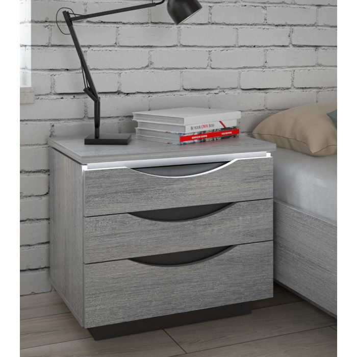 Mesita de noche 3 cajones con luces led SATURN