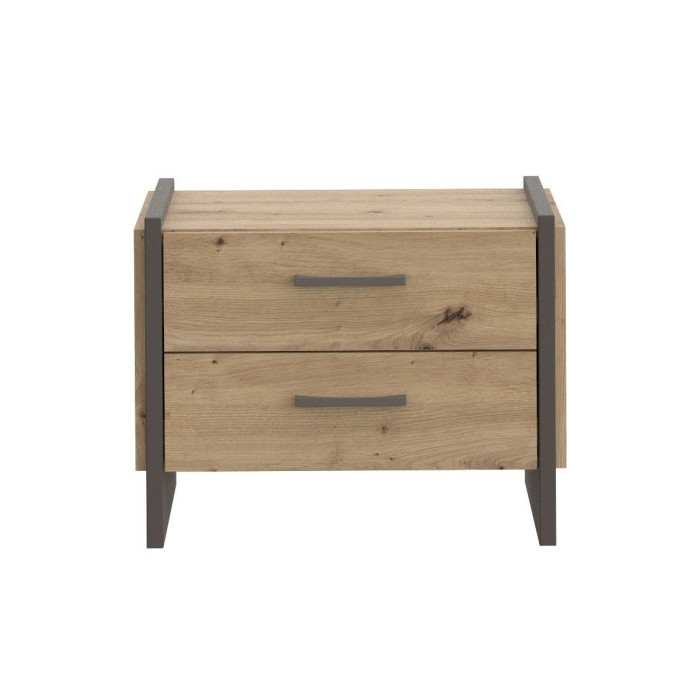 Mesita de noche 2 cajones estilo industrial FRANK