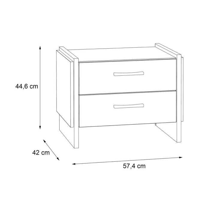 Mesita de noche 2 cajones estilo industrial FRANK