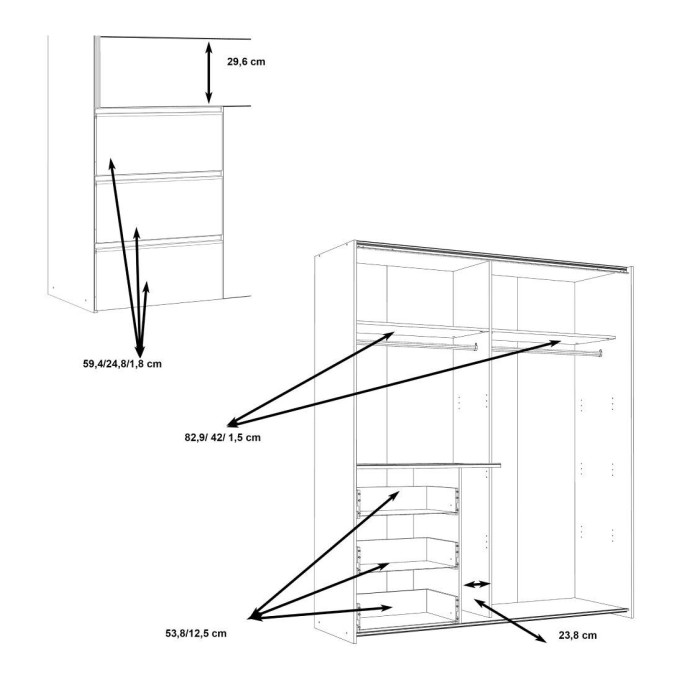 Armario ropero 170 cm puertas correderas + cajonera WINTER2