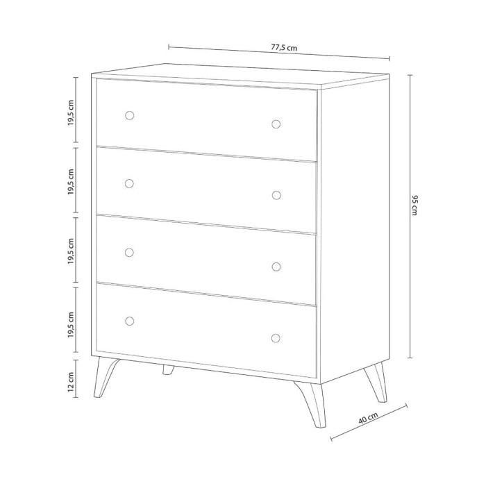 Cómoda 4 cajones blanca CANDY