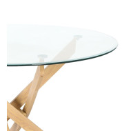 Mesa comedor redonda de cristal DAN patas cruzadas