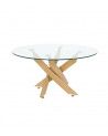 Mesa centro de cristal redonda DAN con patas cruzadas Mesa centro de cristal redonda DAN con patas cruzadas