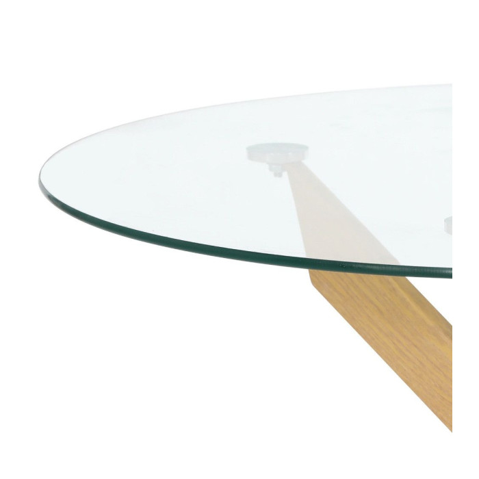 Mesa centro de cristal redonda DAN con patas cruzadas