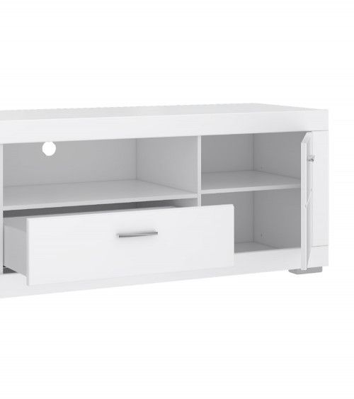 Mueble bajo de TV Soria Homcom diseño minimalista blanco 50x120x34 cm