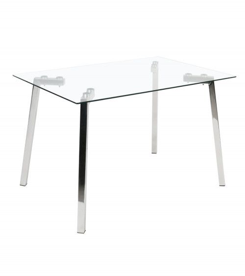 MESA EXTENSIBLE DE CRISTAL CON PATA CROMADA - Stylo Home