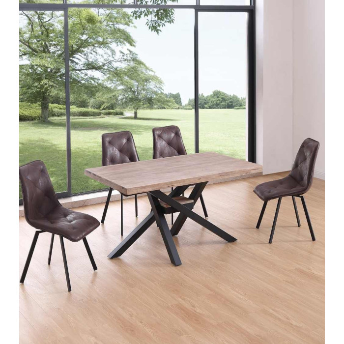 Mesa comedor industrial GAEL patas metal cruzadas