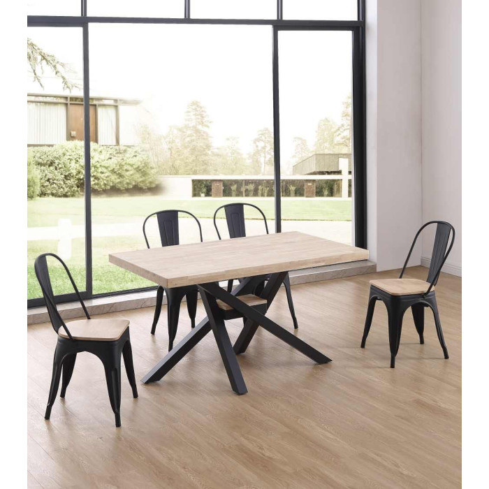 Mesa comedor industrial GAEL patas metal cruzadas