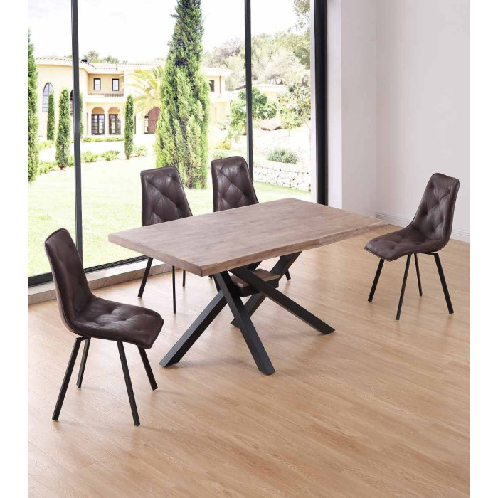 Mesa comedor industrial GAEL patas metal cruzadas