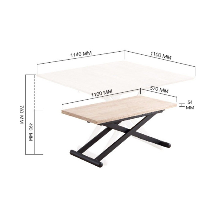 Mesa centro elevable y extensible XANA
