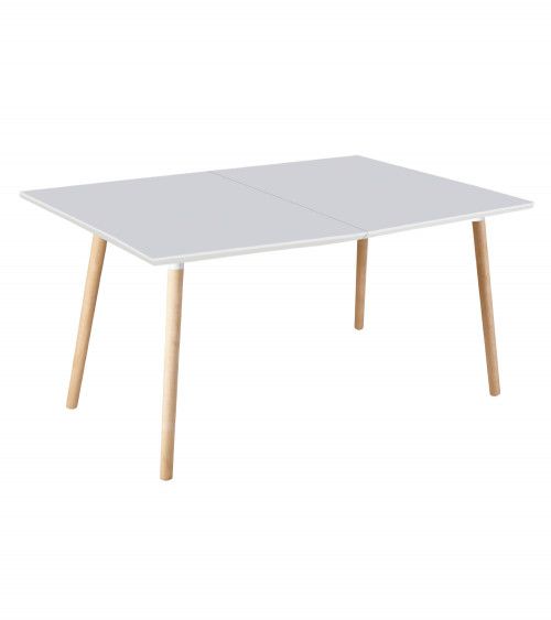 MESA DE COMEDOR EXTENSIBLE PATA MADERA, PARA SALÓN MODERNO . (120-180) X  90CM.