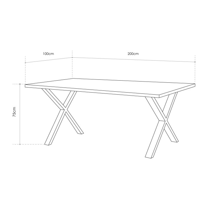 Mesa comedor industrial pata 'X' LINCOLN