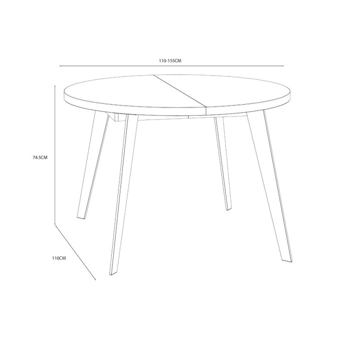 Mesa comedor redonda extensible industrial LOKI