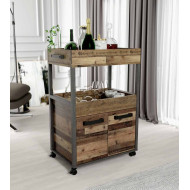 Mueble bar BACO con ruedas estilo industrial