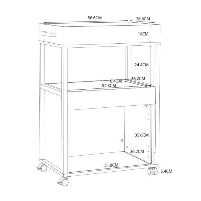 Mueble bar BACO con ruedas estilo industrial