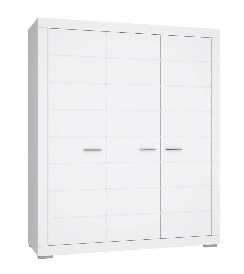 Armario ropero 120 cm KALEB. Armario 3 puertas + 2 cajones para dormitorio  o vestidor en color Blanco