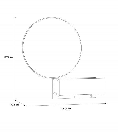 Mueble recibidor con espejo redondo TULY