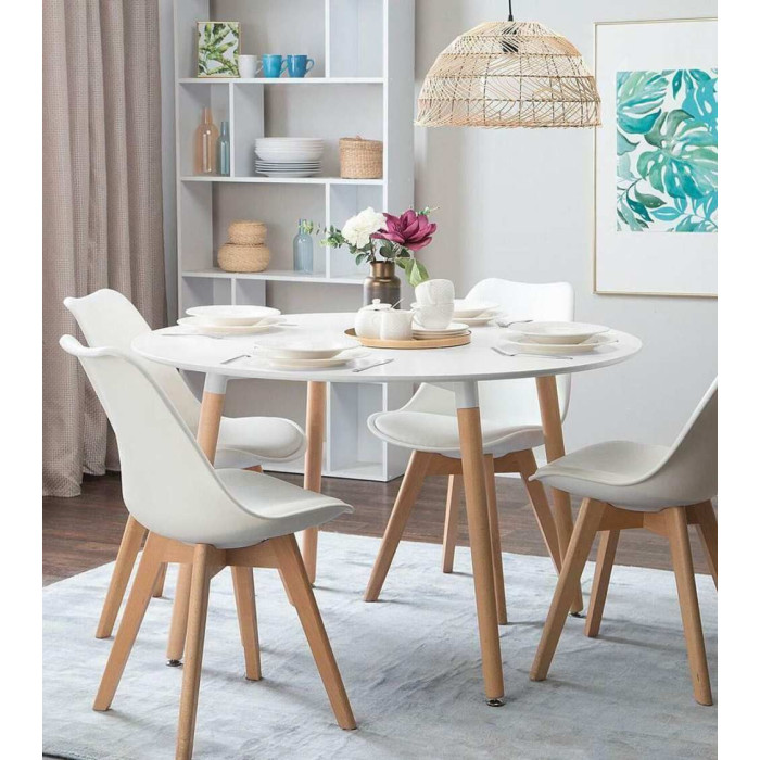 Mesa comedor redonda extensible NÓRDICA