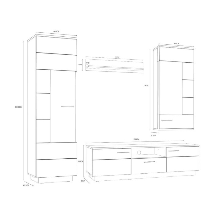 Mueble salón completo JADIEL en Roble Arena y Gris