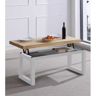 Mesa de centro elevable DAREK, madera industrial Mesa de centro elevable DAREK, madera industrial