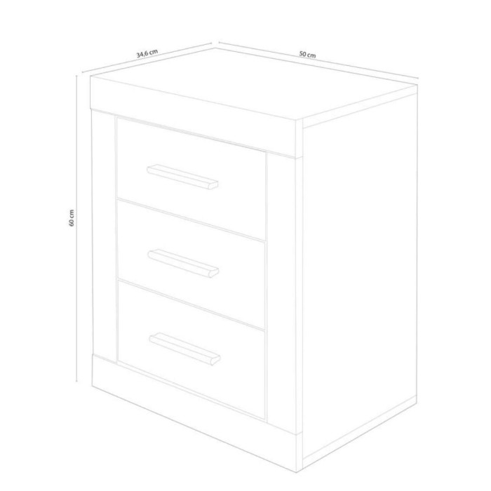 Mesita de noche 3 cajones JANA