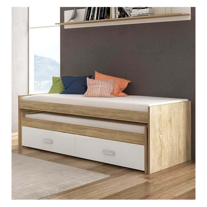 Cama compacta CHASE con cama extra + 2 cajones