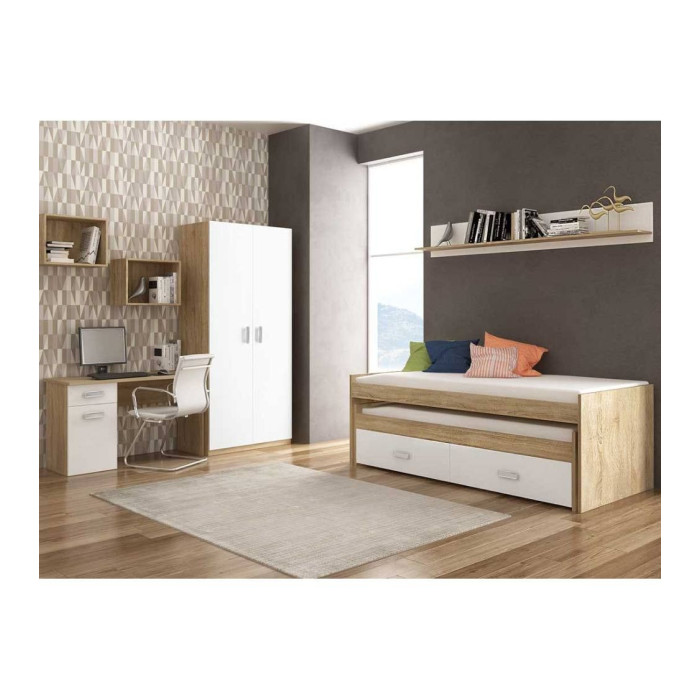 Cama compacta CHASE con cama extra + 2 cajones