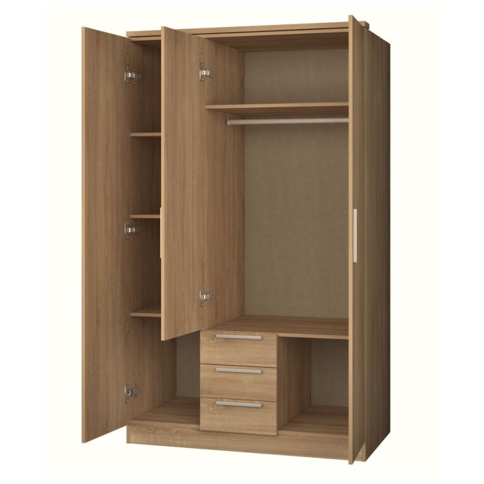 Armario ropero CUBE 3 puertas + 3 cajones