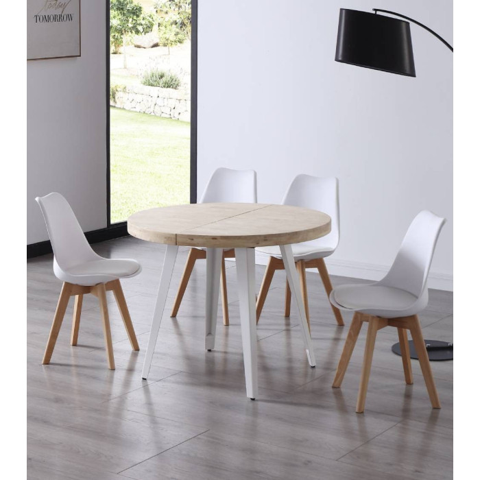 Mesa comedor redonda extensible industrial SKADI