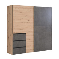 Armario ropero 200 cm puertas correderas + cajonera integrada WINTER2