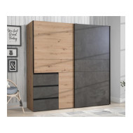 Armario ropero 200 cm puertas correderas + cajonera integrada WINTER2