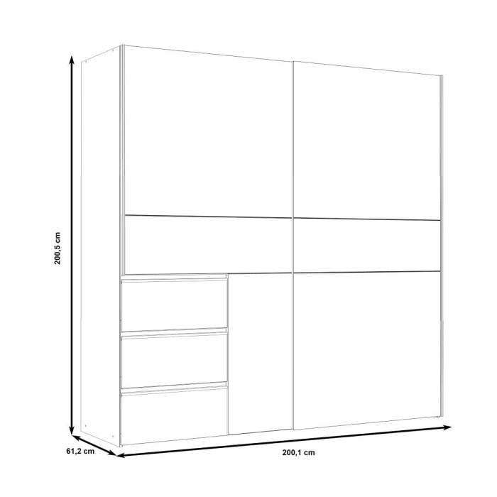 Armario ropero 200 cm puertas correderas + cajonera integrada WINTER2