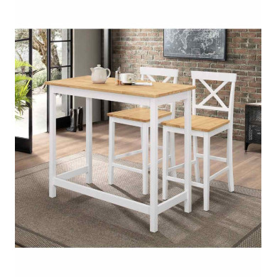 Taburete alto de cocina blanco JUSTIN – Pack 2 Taburete alto de cocina blanco JUSTIN – Pack 2