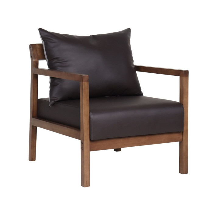 Butaca de diseño ESBEN, de madera de haya y polipiel