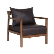 Butaca de diseño ESBEN, de madera de haya y polipiel