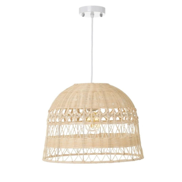 Lámpara de techo BIANCA, blanca de ratán | Cambia Tus Muebles